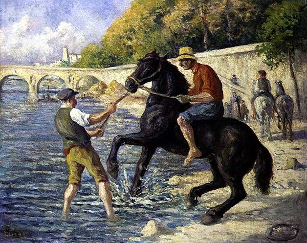 De Paarden Baden, c.1910 door Maximilien Luce
