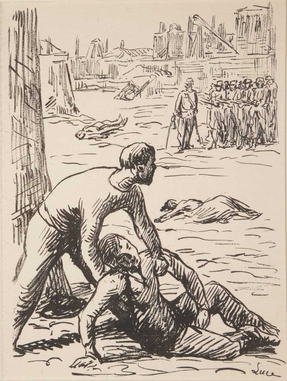 Negen ongetitelde prenten van politieke onderwerpen door Maximilien Luce