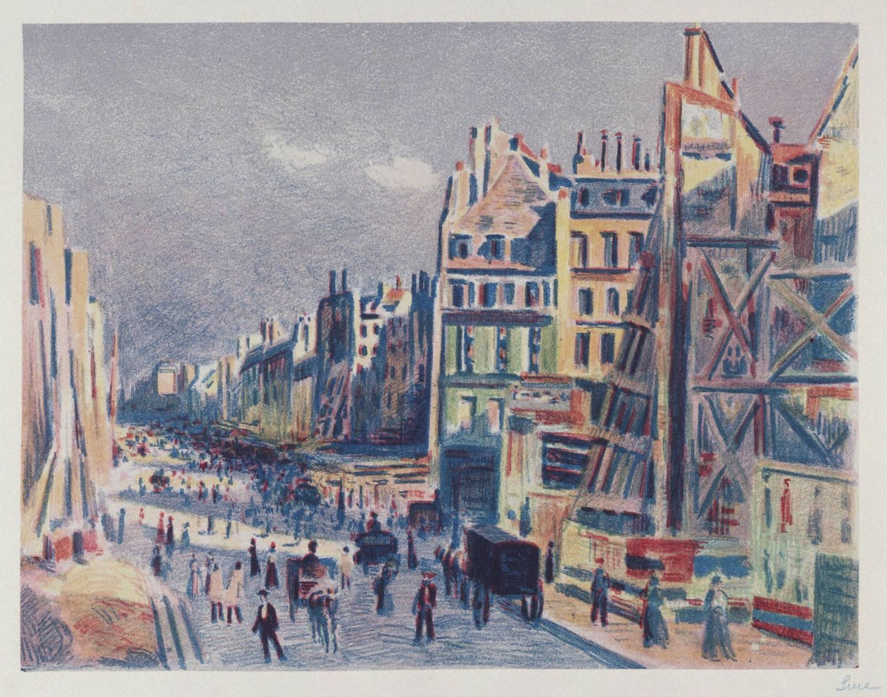 Aanleg van de Rue Réaumur, Parijs door Maximilien Luce