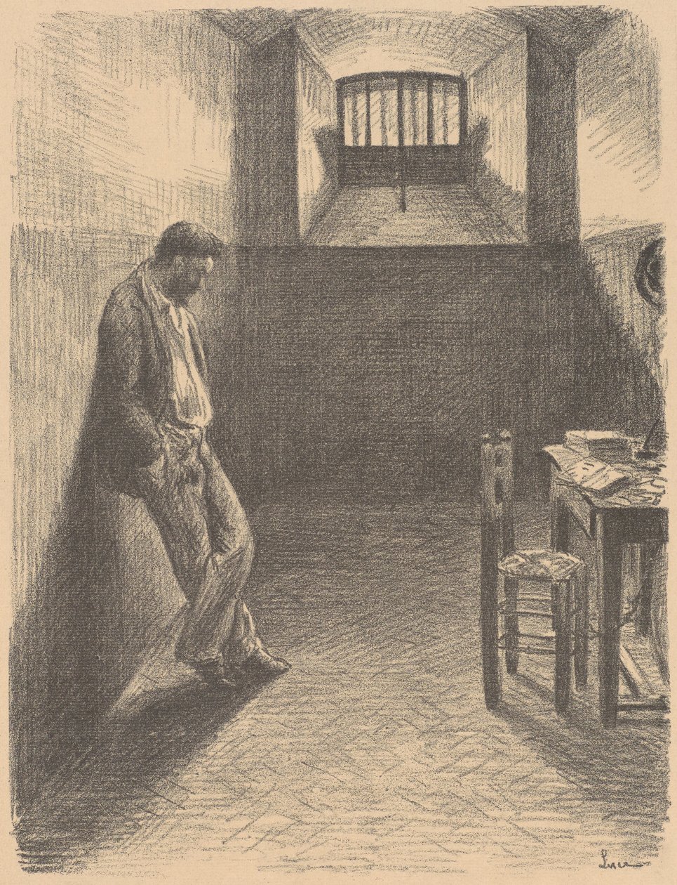 Zelfportret in de gevangenis van Mazas door Maximilien Luce