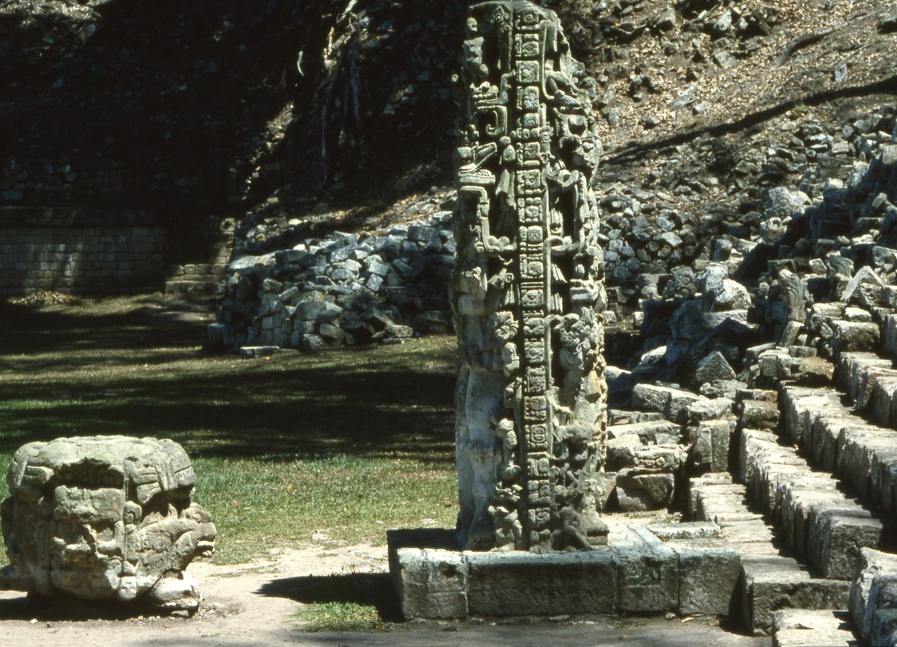Copan, Stela N, westzijde, Late Klassieke Periode, 764 AD door Mayan