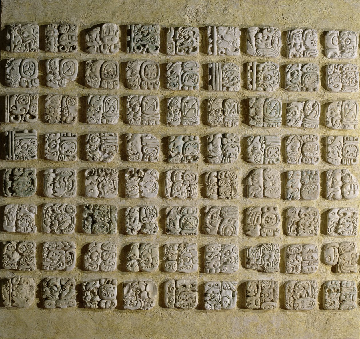 Paneel van glyphs, uit Tempel XVIII, Palenque, Chiapas, Mexico, Late Klassieke Periode door Mayan