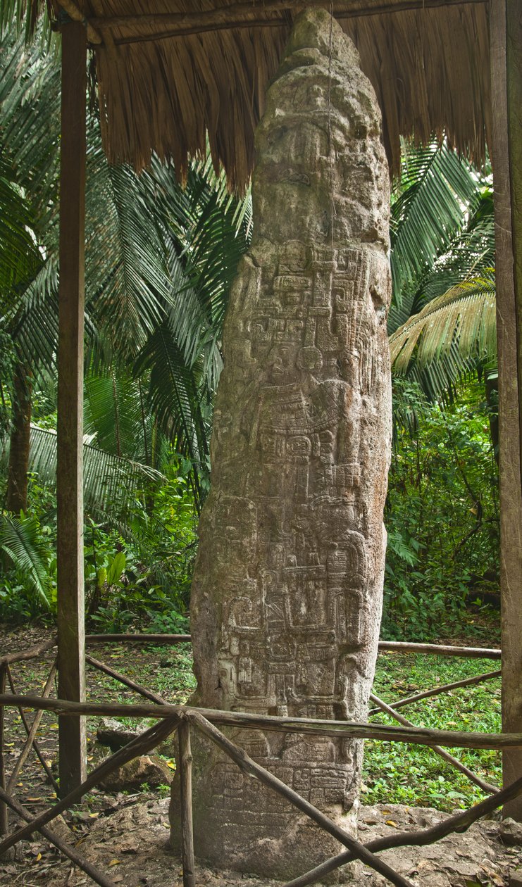 Stela 14 die een Balspeler afbeeldt in een Niet-Klassieke Maya-stijl, Terminal Classic door Mayan