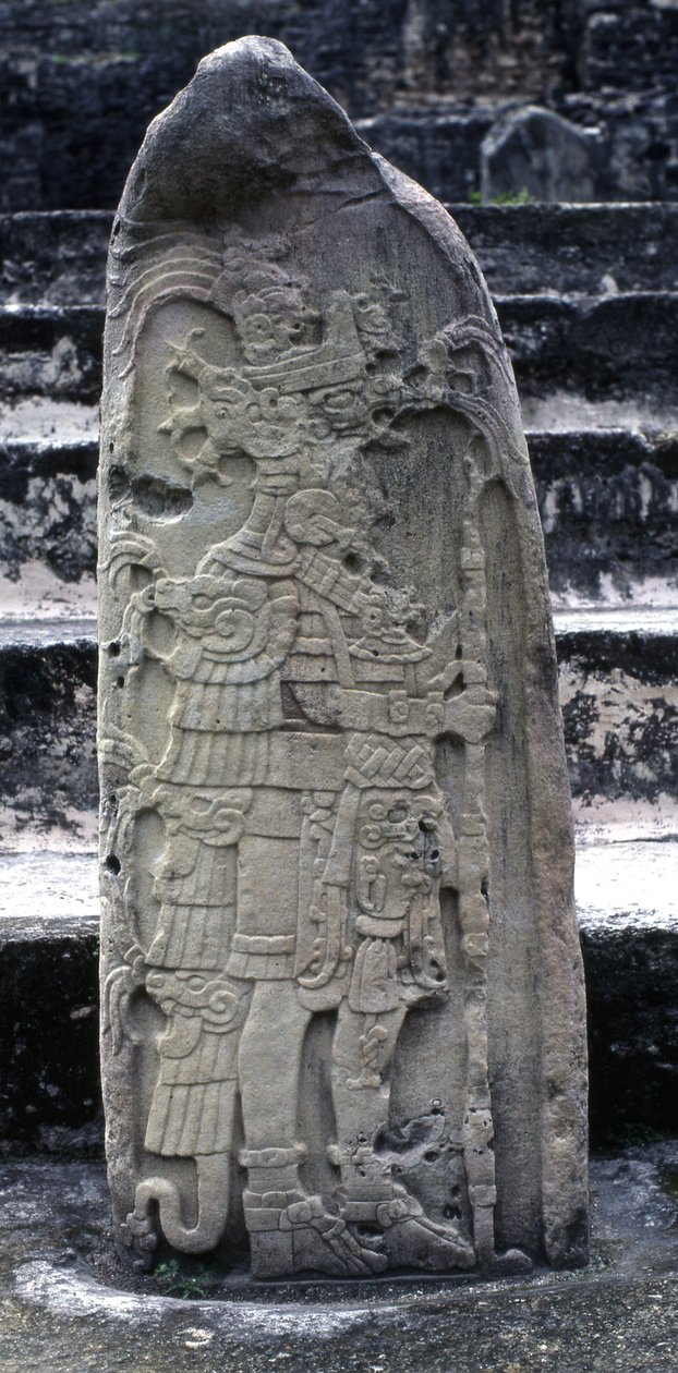 Tikal Stela 9, Vroege Klassieke Periode, 475 AD door Mayan