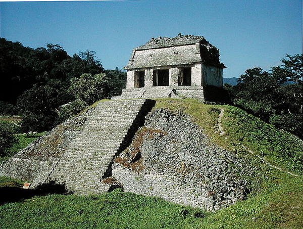 Uitzicht op de Tempel van de Graaf, ca. 697 AD door Mayan