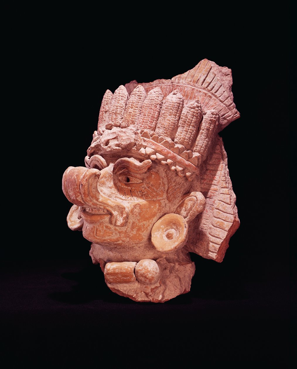 Hoofd van de Mayaanse maïsgod, Oaxaca, ca. 500 AD door Mayan