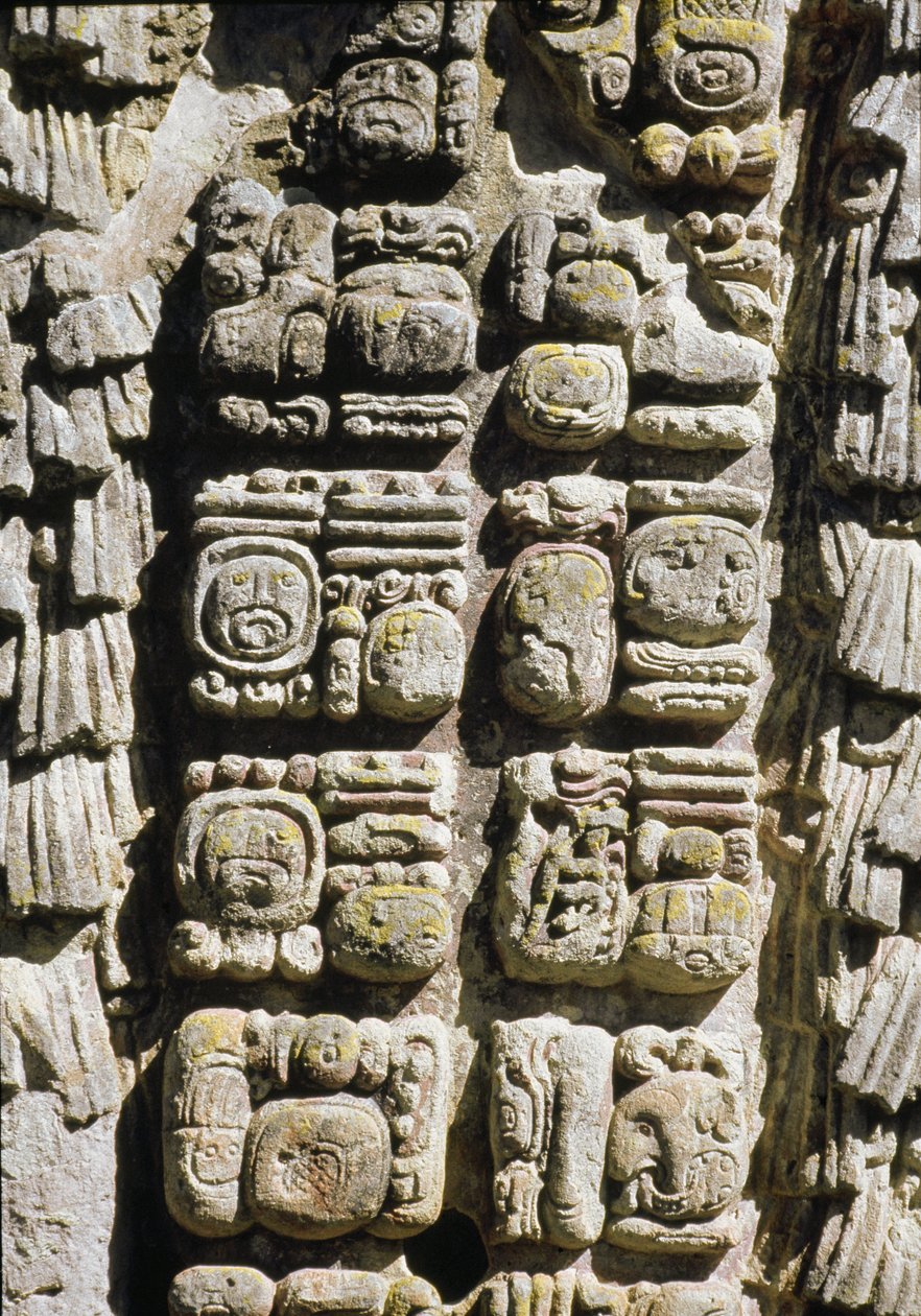 Stele A, Plaza de Ceremonias, 731 na Christus door Mayan