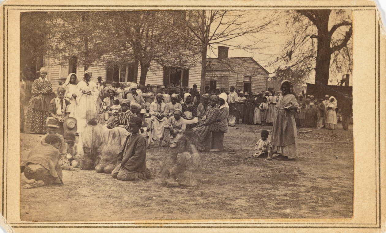 Vluchtelingenkamp, Bullard Plantation,1864 (foto) door McPherson & Oliver