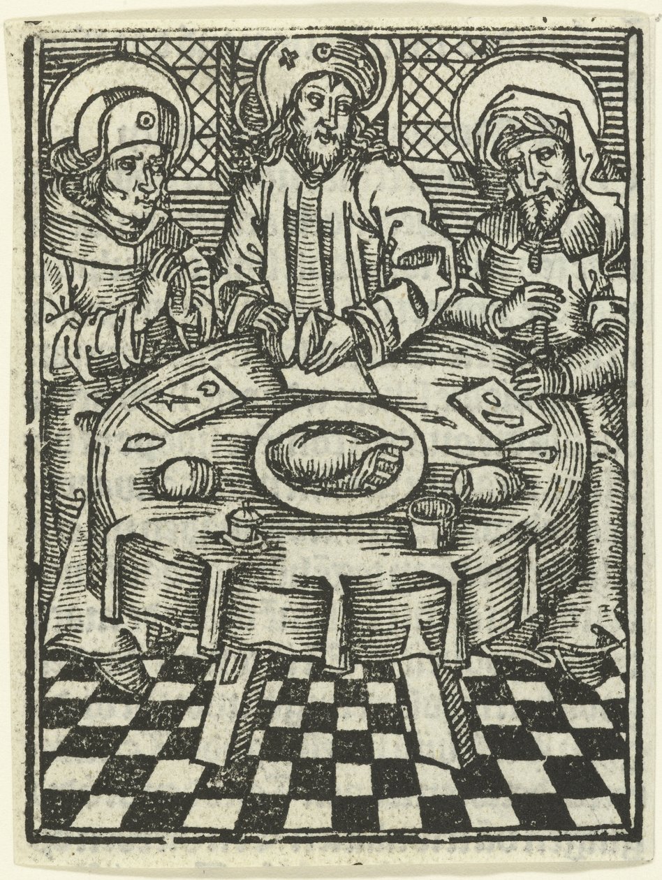 De maaltijd te Emmaüs door Meester van de Delbecq Schreiber Passie (attributed to)