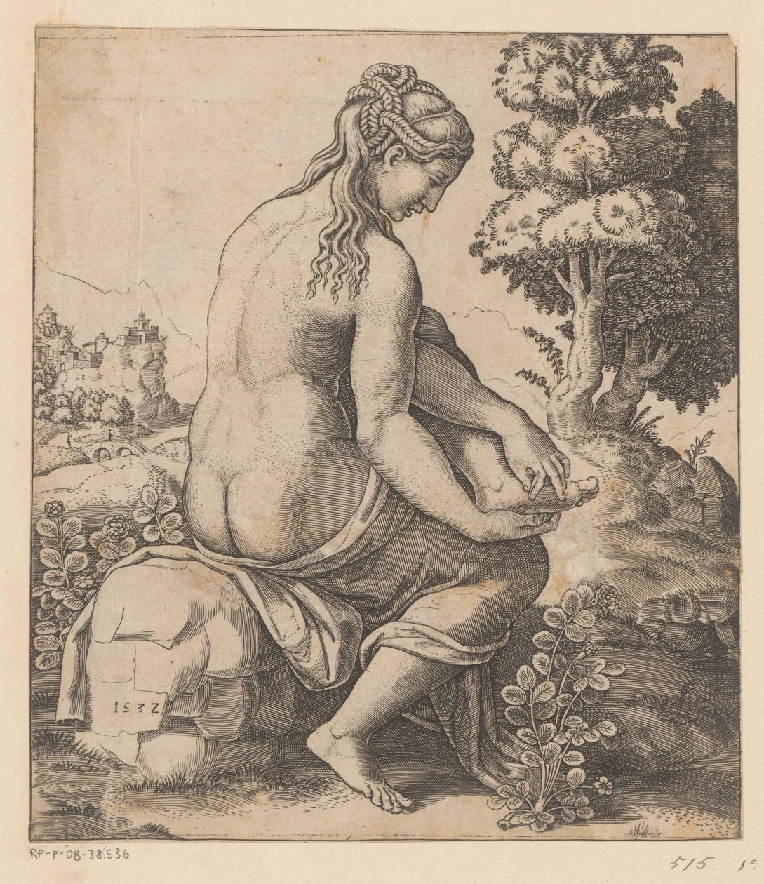 Venus en de roos door Meester van de Dobbelsteen
