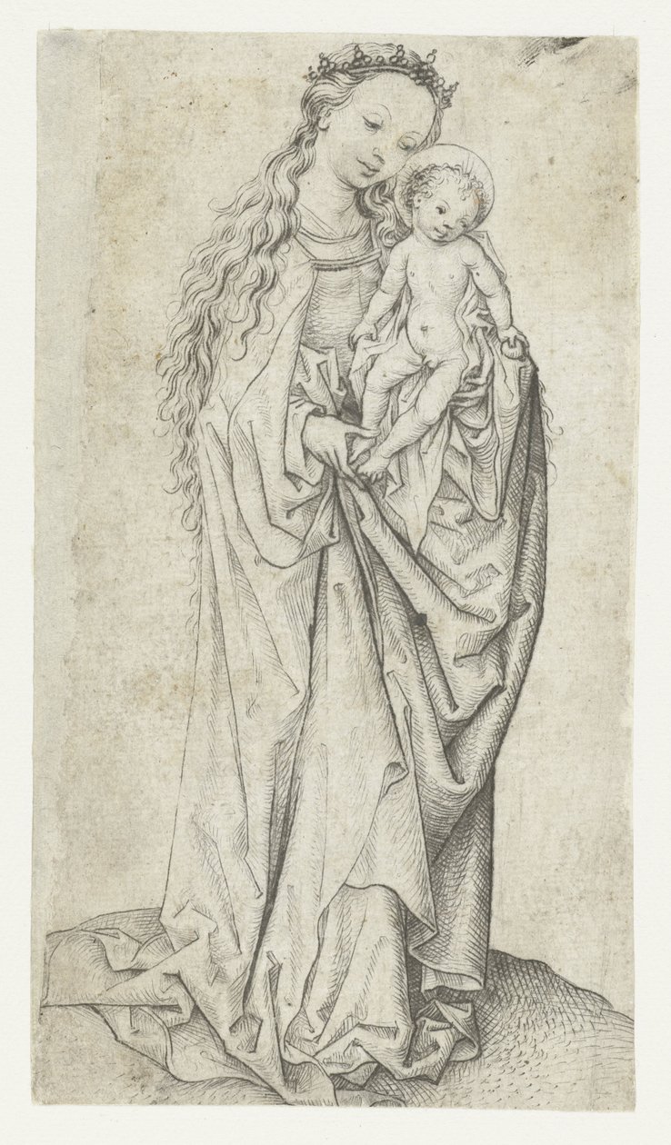 Staande Madonna en kind met appel door Meester van het Amsterdamse Kabinet