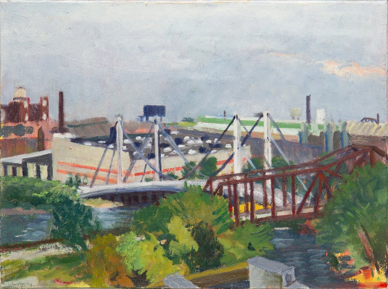 Looking West Over the North Branch, 2014 (olieverf op doek) door Megan Williamson