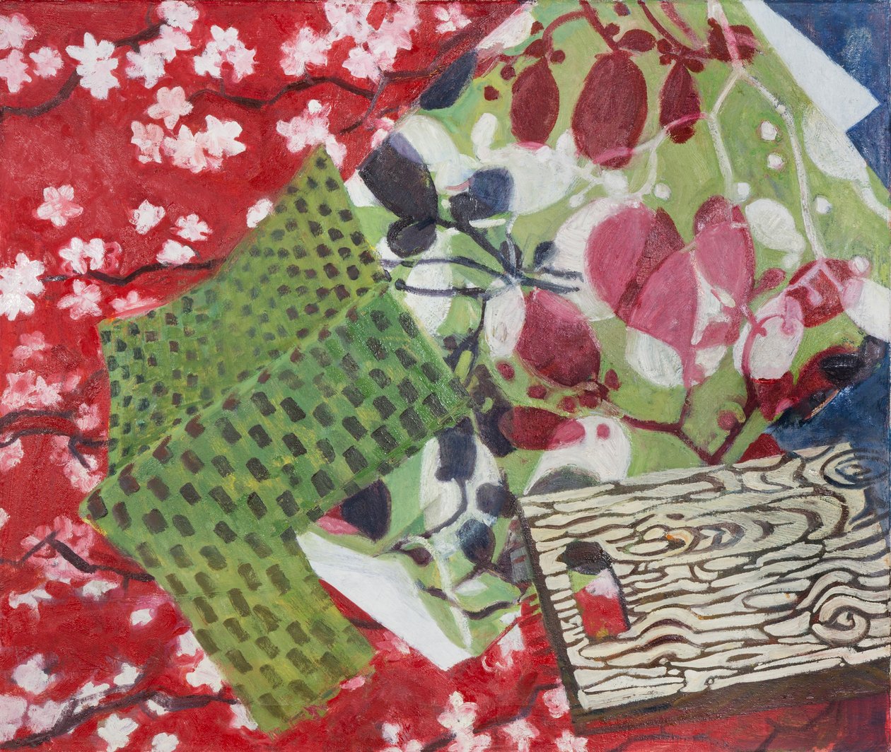 Stilleven met vier patronen, 2011 (olieverf op doek) door Megan Williamson