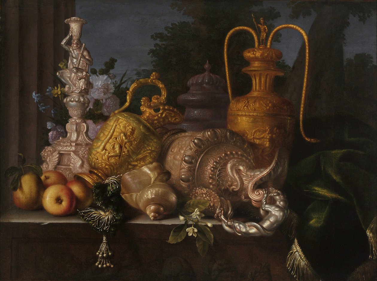 Stilleven, schelpen en goudsmid door Meiffren (c.1630 1705) Conte
