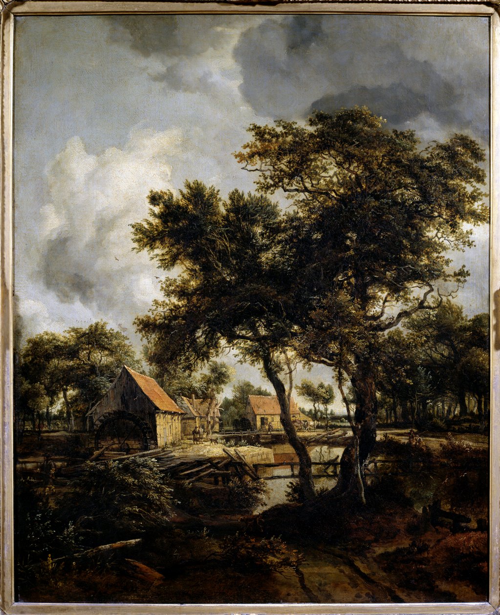 De watermolen door Meindert Hobbema