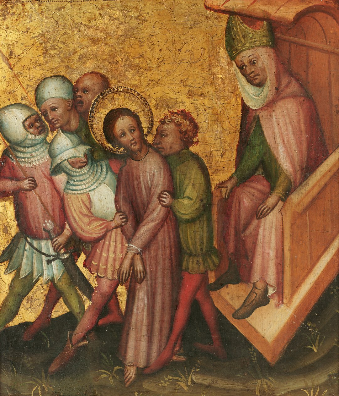 Christus voor Kaiphas door Meister der Passionstäfelchen