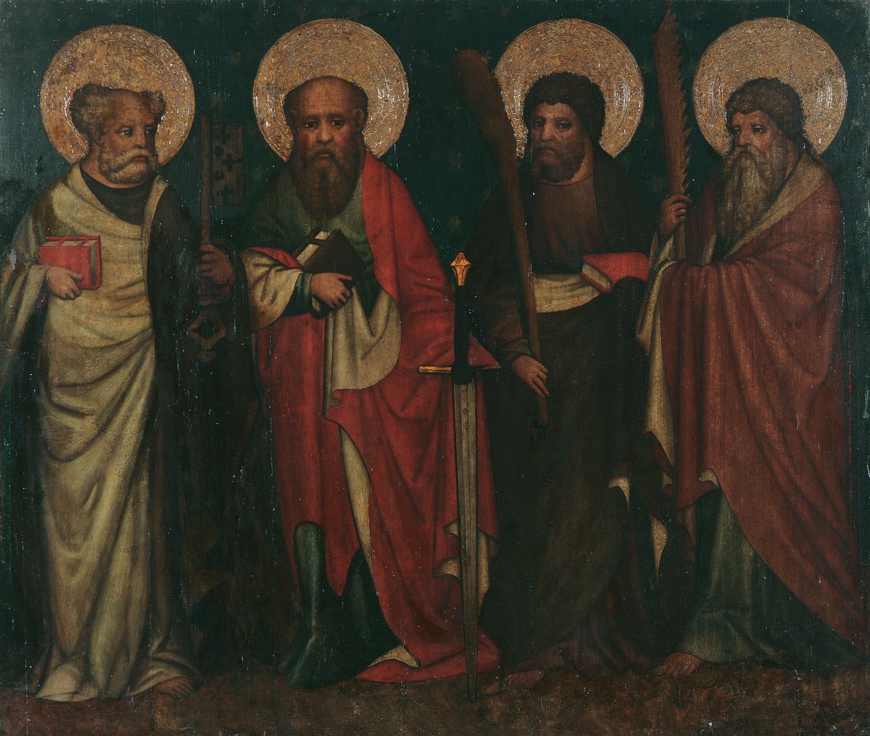 De apostelen Petrus, Paulus, Jakobus de Jongere en Simon door Meister von Laufen