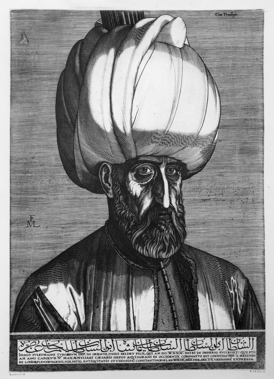 Suleiman de Grote, gegraveerd in Constantinopel, 1559 door Melchior Lorck