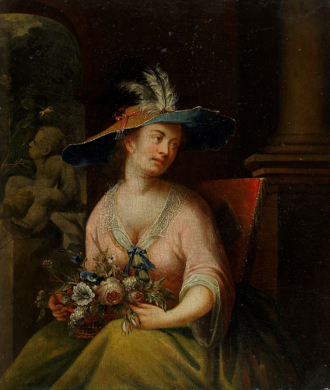 Dame met bloemen door Melchior Brassauw