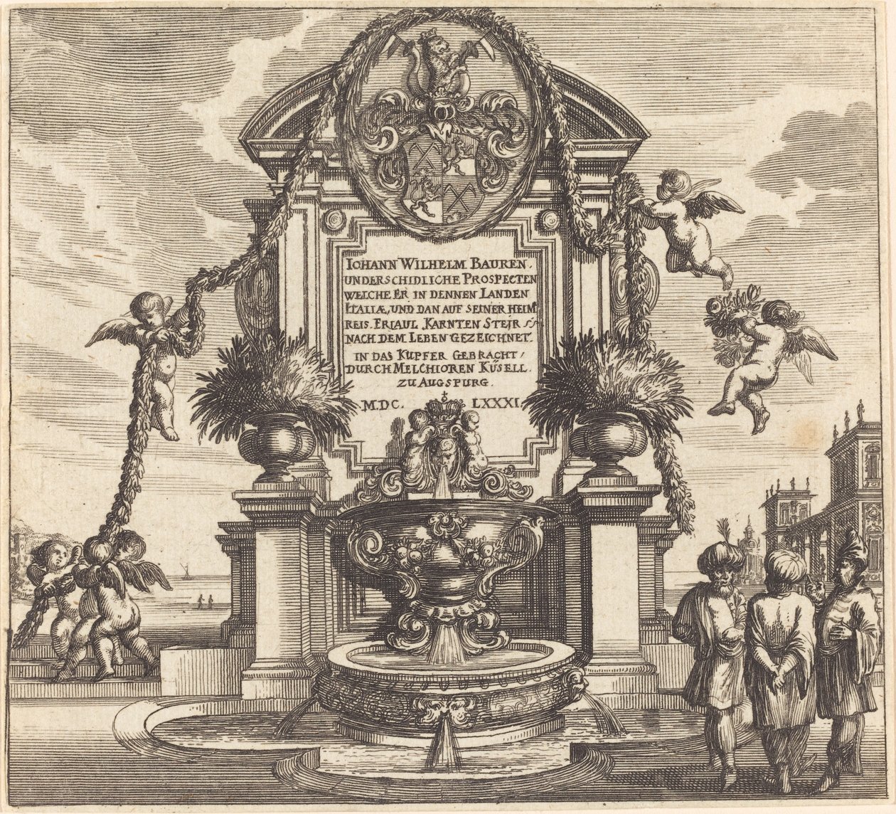 Titelpagina door Melchior Küsel after Johann Wilhelm Baur