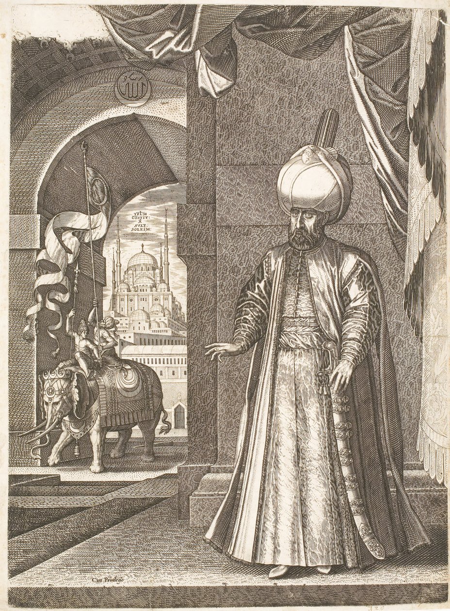 Portret van Sultan Suleiman de Magnifieke (staand) door Melchior Lorck