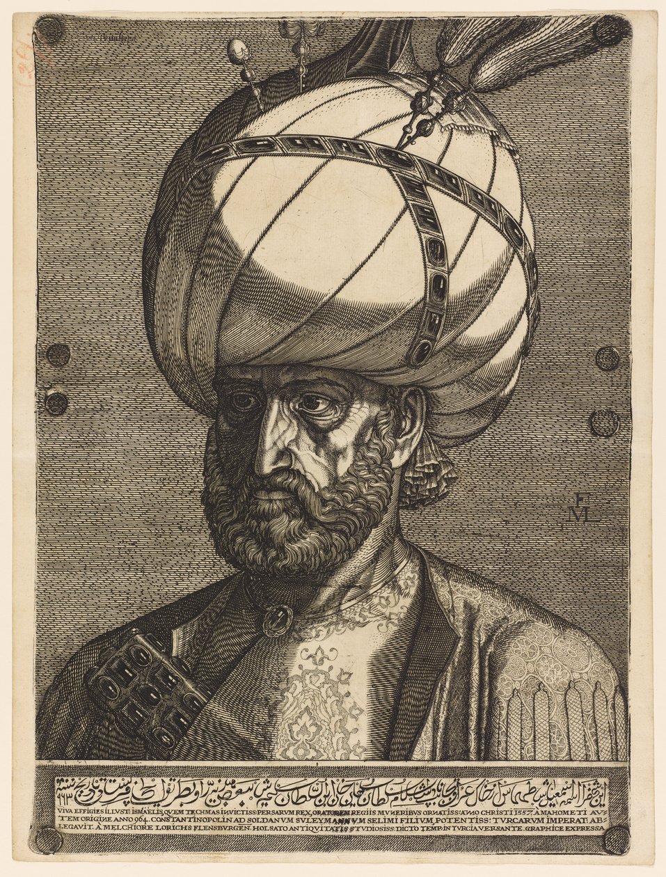 Portret van de Perzische ambassadeur Ismael door Melchior Lorck