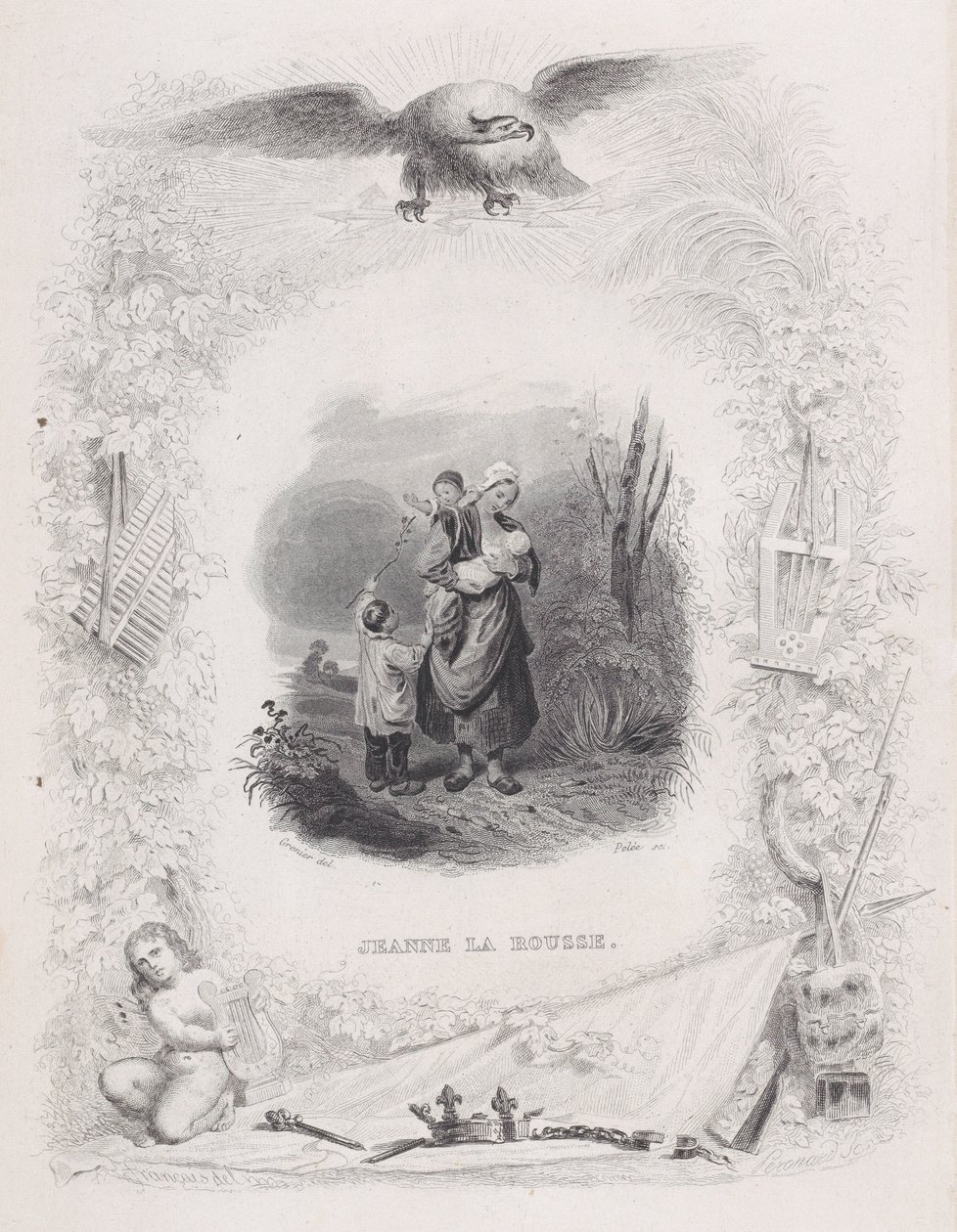 Jeanne de roodharige, uit De liederen van Béranger, 1829 door Melchior Peronard