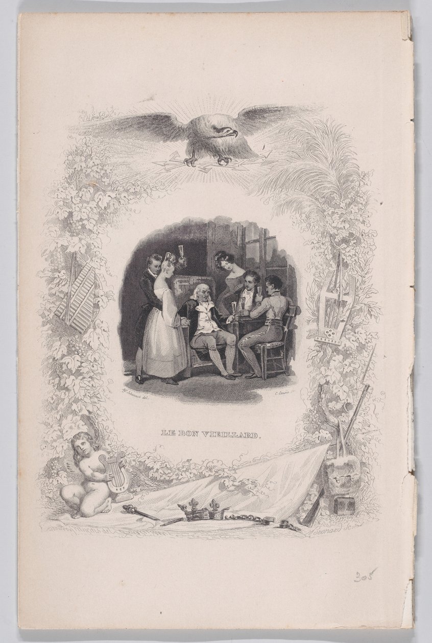 De goede oude man uit De liederen van Béranger, 1829 door Melchior Peronard