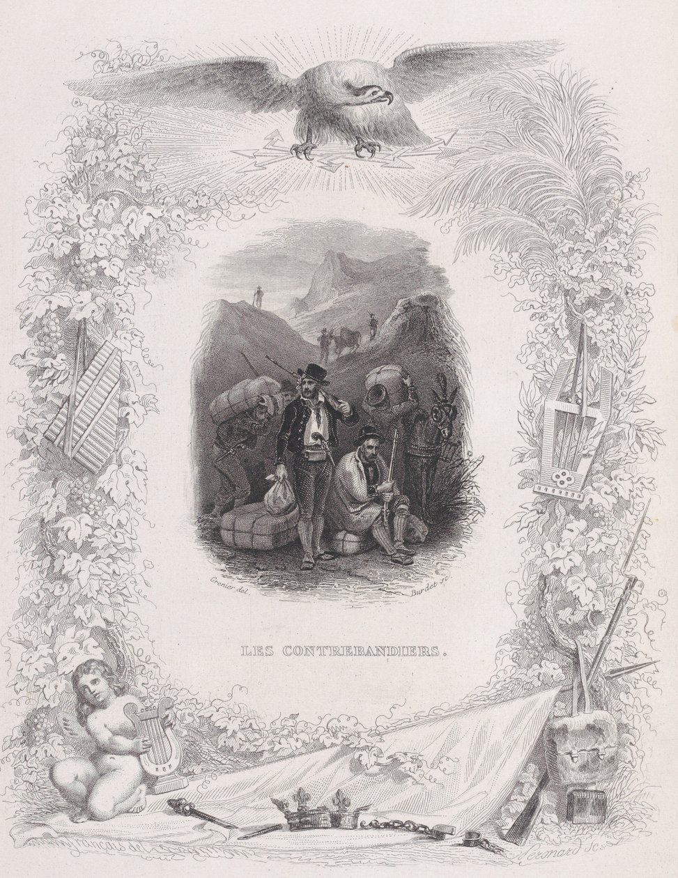De smokkelaars, uit The Songs of Béranger, 1829 door Melchior Peronard