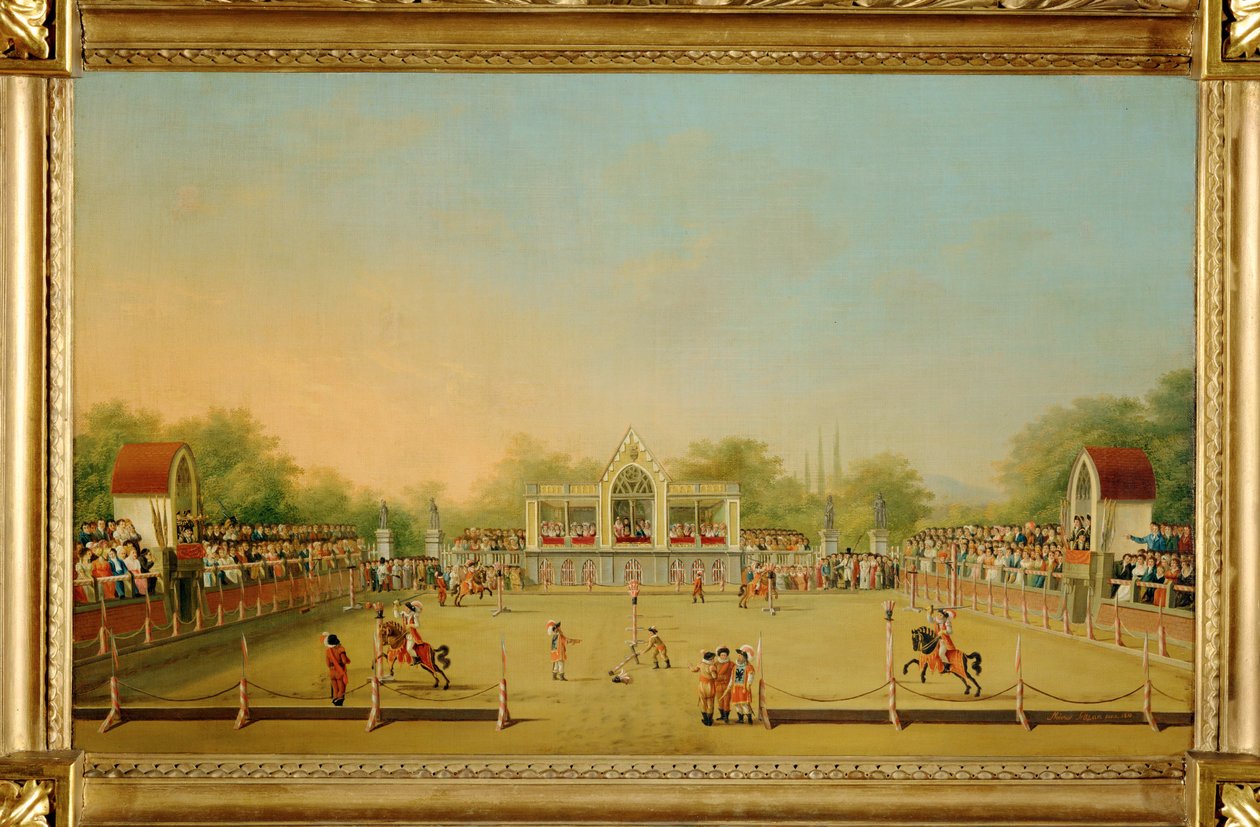 Turnier in Laxenburg - Toernooi in kasteel Laxenburg ... (schilderij op doek) door Melchior Seltzam