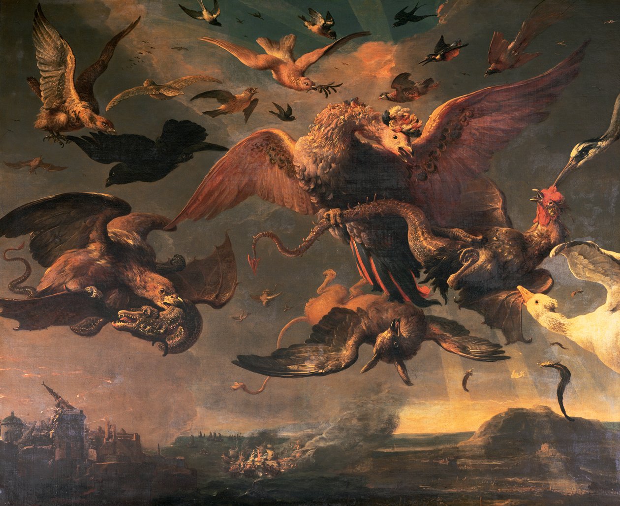De Laaglandoorlogen van Willem III door Melchior de Hondecoeter