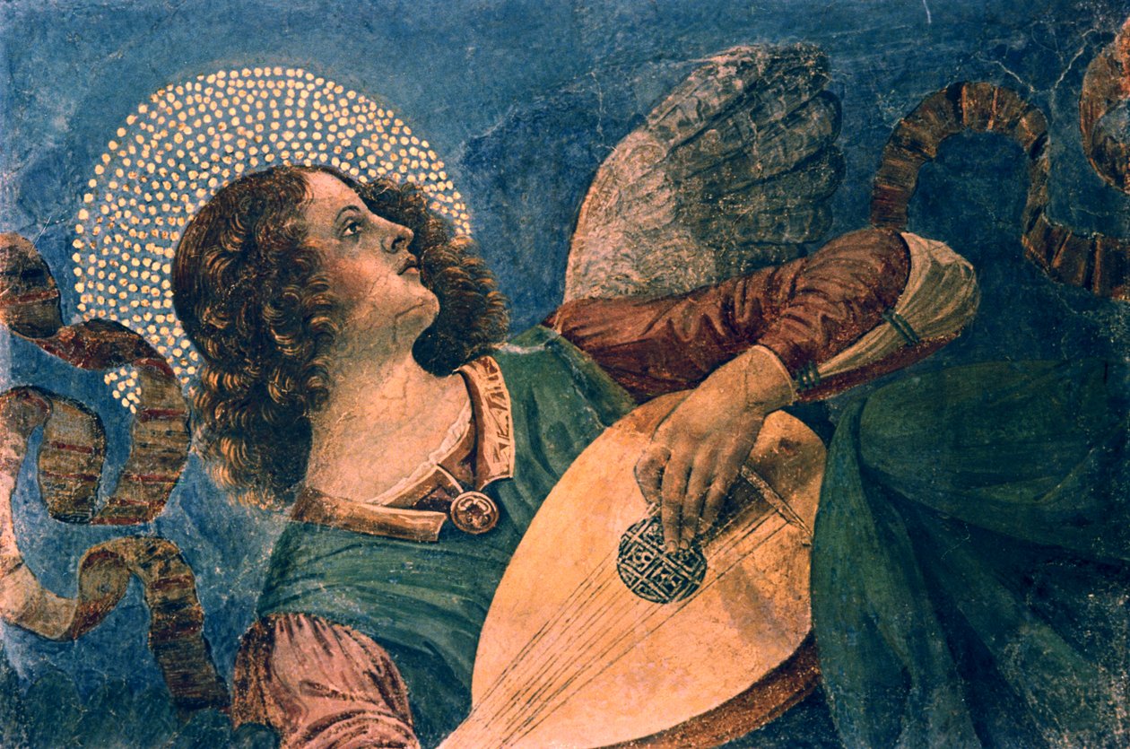 Een engel die de luit speelt, 15e eeuw door Melozzo da Forli