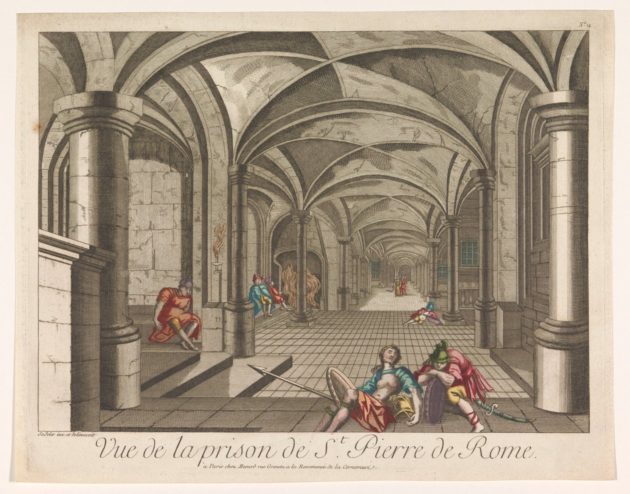 Gezicht op het interieur van de Mamertijnse gevangenis te Rome door Mesard