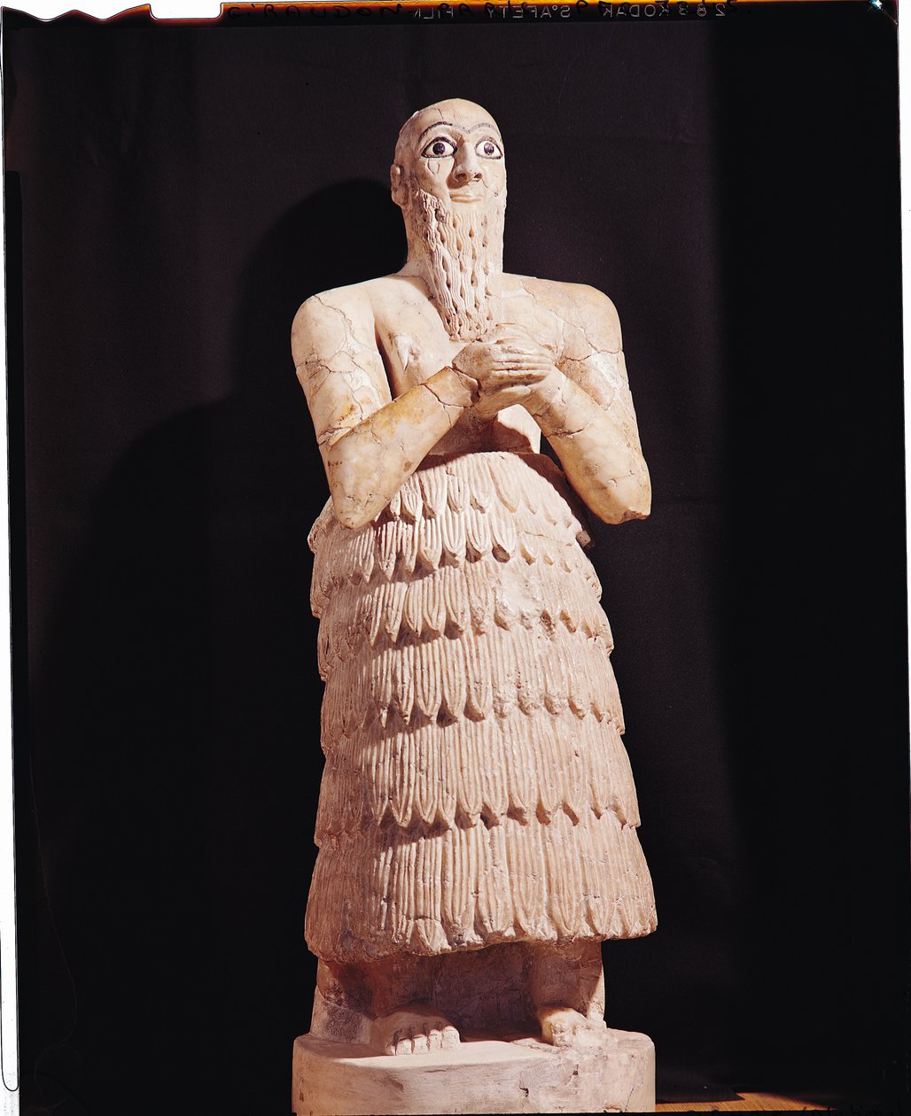Standbeeld van Itur-Shamagen, koning van Mari, in gebed, uit Mari, Midden-Eufraat, 2800-2300 v.Chr. door Mesopotamian