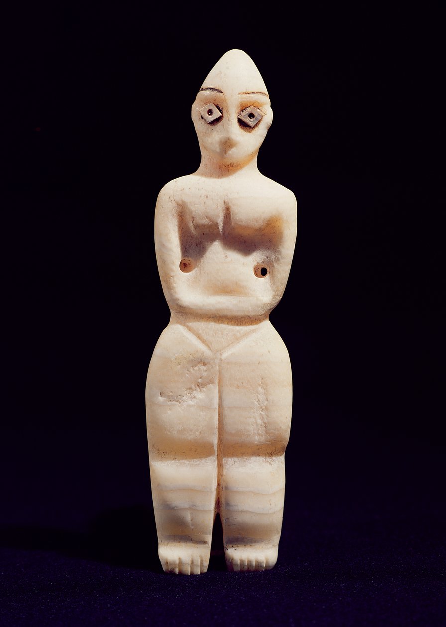 Beeldje van een vrouw, begin 4e millennium v.Chr. (albast) door Mesopotamian