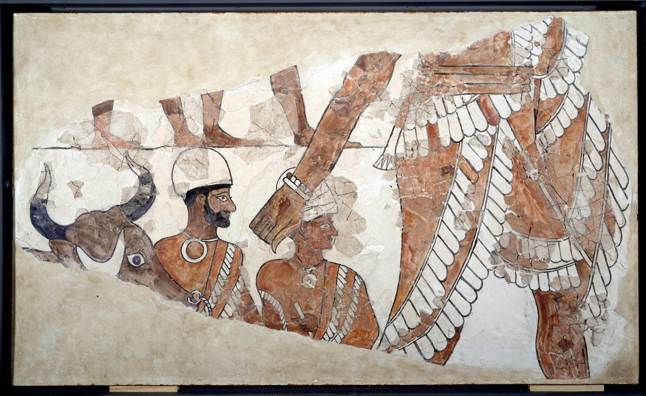 Mesopotamië: de opdrachtgever van het offer. Detail van een fresco van het paleis van Zimrilim (rond 1782-1759 v.Chr.). 18e eeuw v.Chr. Uit Mari. Parijs, Louvre Museum door Mesopotamian