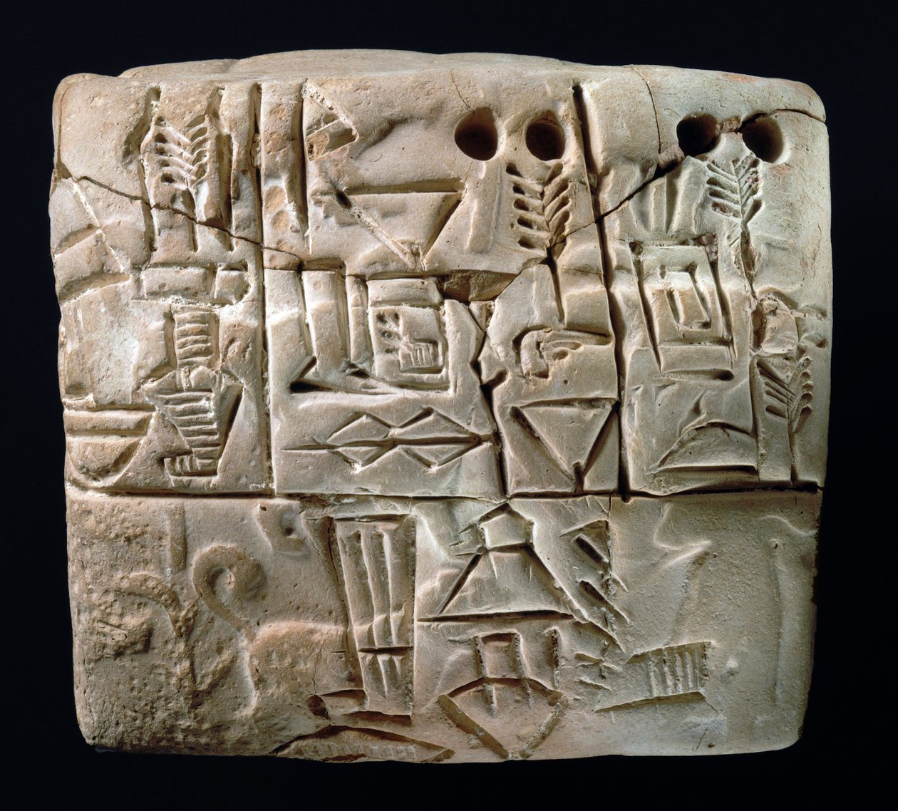 Vroege pictografische spijkerschrifttablet, Mesopotamië, Uruk, c.3100-2900 v.Chr. door Mesopotamian Mesopotamian