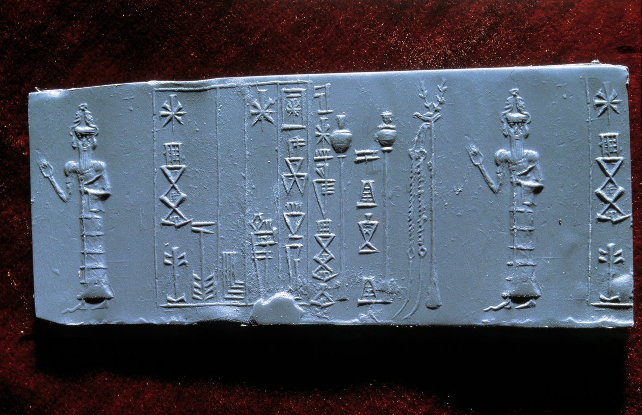 Oosterse kunst: zegel van de dokter Ur-Lugal (Ur Lugal, 3e millennium v.Chr.), oudheid van Azië door Mesopotamian Mesopotamian