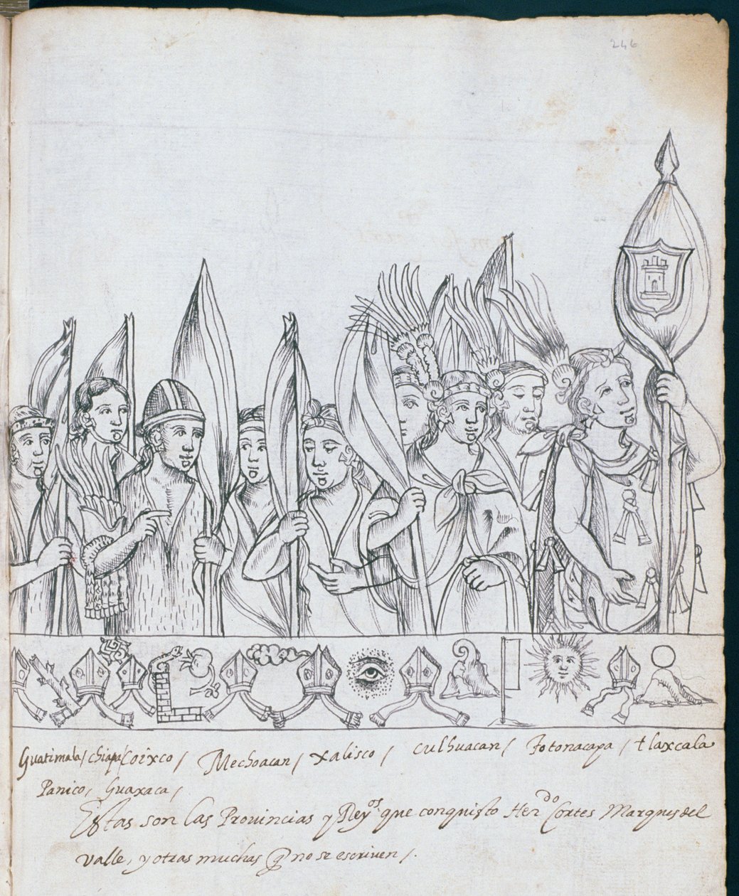 Vertegenwoordigers van de Mexicaanse provincies, uit Historia de Tlaxcala door Diego Munoz Camargo door Mexican School