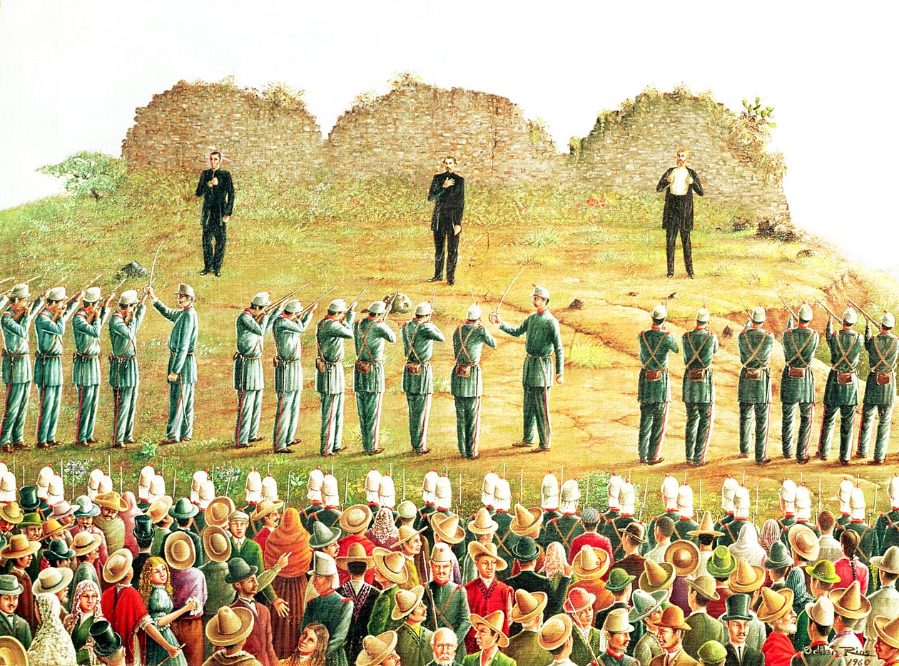 De executie van Maximiliaan I (1832-67) door Mexican School