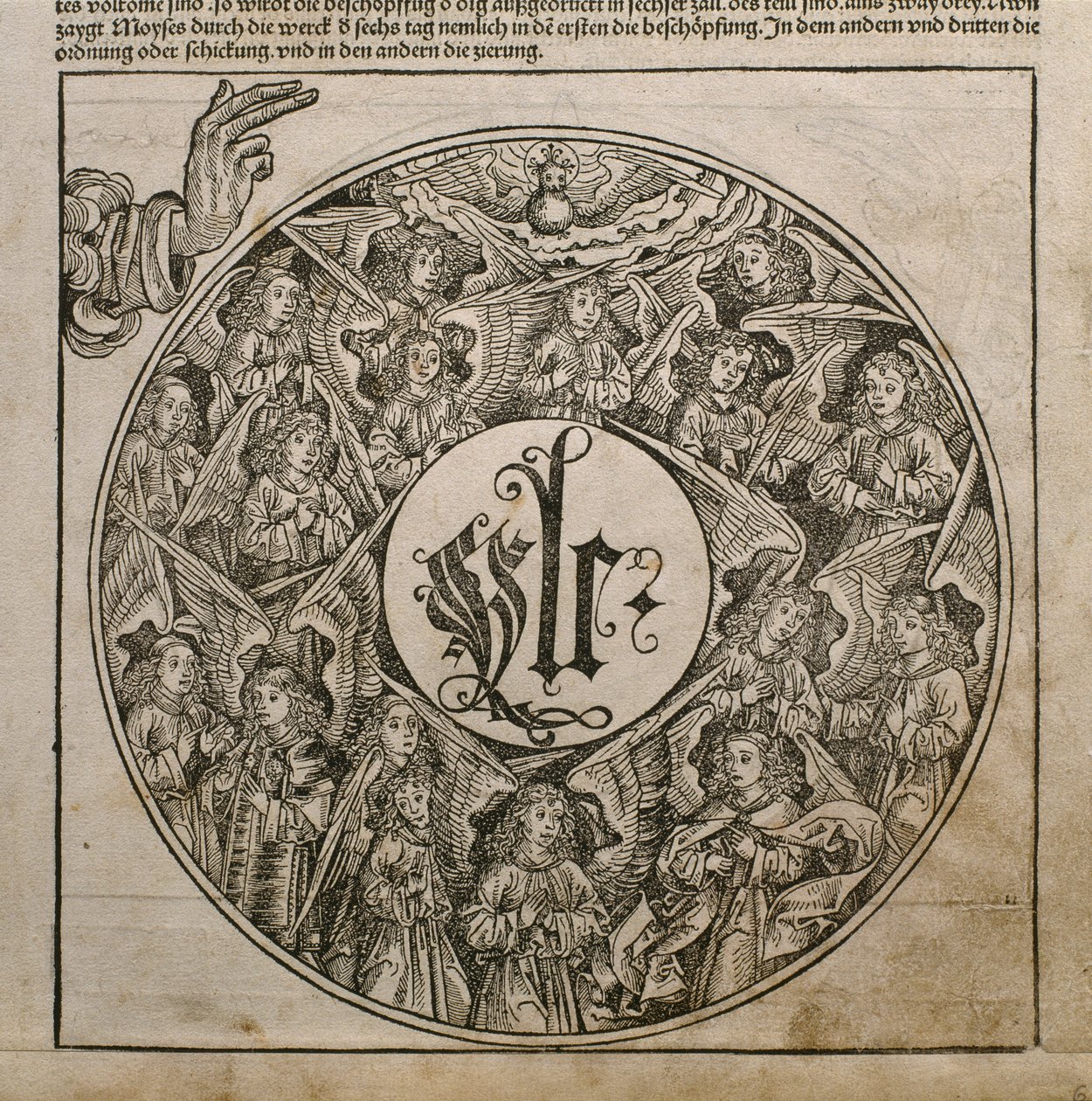 God de Vader creëert de engelen, illustratie uit de 