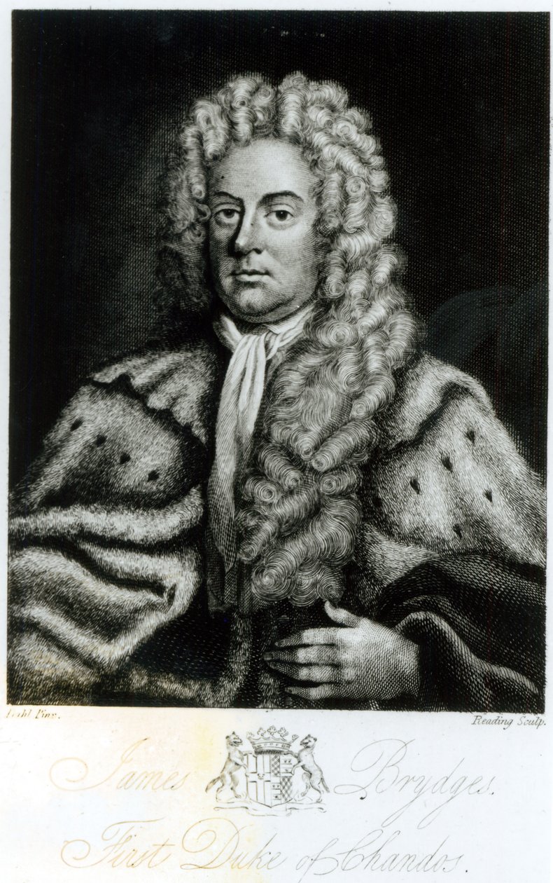 Portret van James Brydges, eerste hertog van Chandos (1673-1744), gegraveerd door Burnet Reading door Michael Dahl
