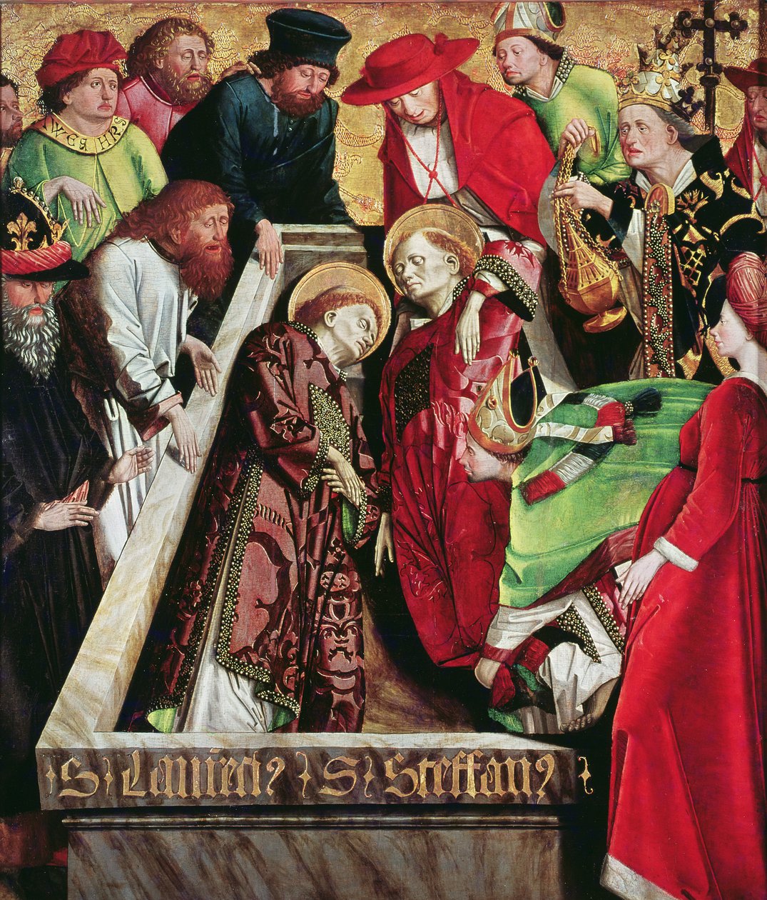 Graflegging van St. Stefanus en St. Laurentius in Rome, van het altaarstuk van St. Stefanus door Michael Pacher