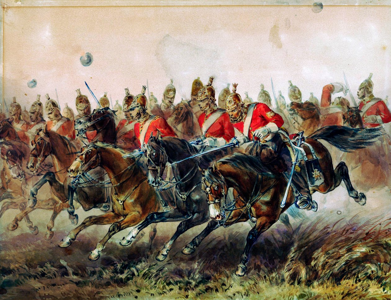 De aanval van de lichte brigade tijdens de slag bij Balaclava, 1854 door Michael Angelo Hayes