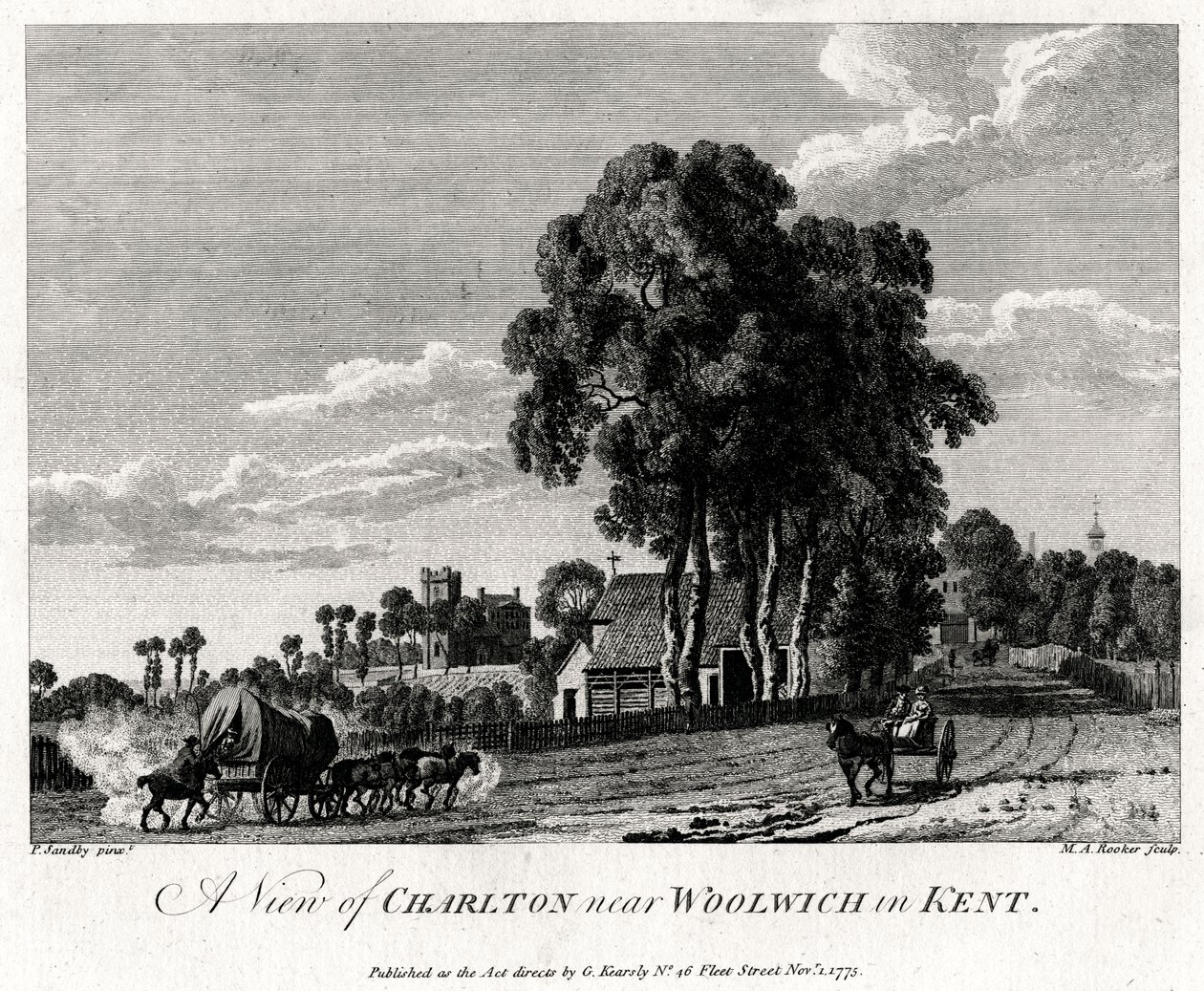 Een uitzicht op Charlton nabij Woolwich in Kent, 1775 door Michael Angelo Rooker