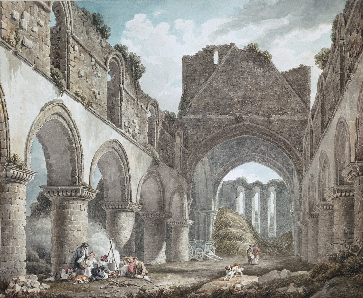 Buildwas Abbey, Shropshire, ca. 1760-1800 door Michael Angelo Rooker