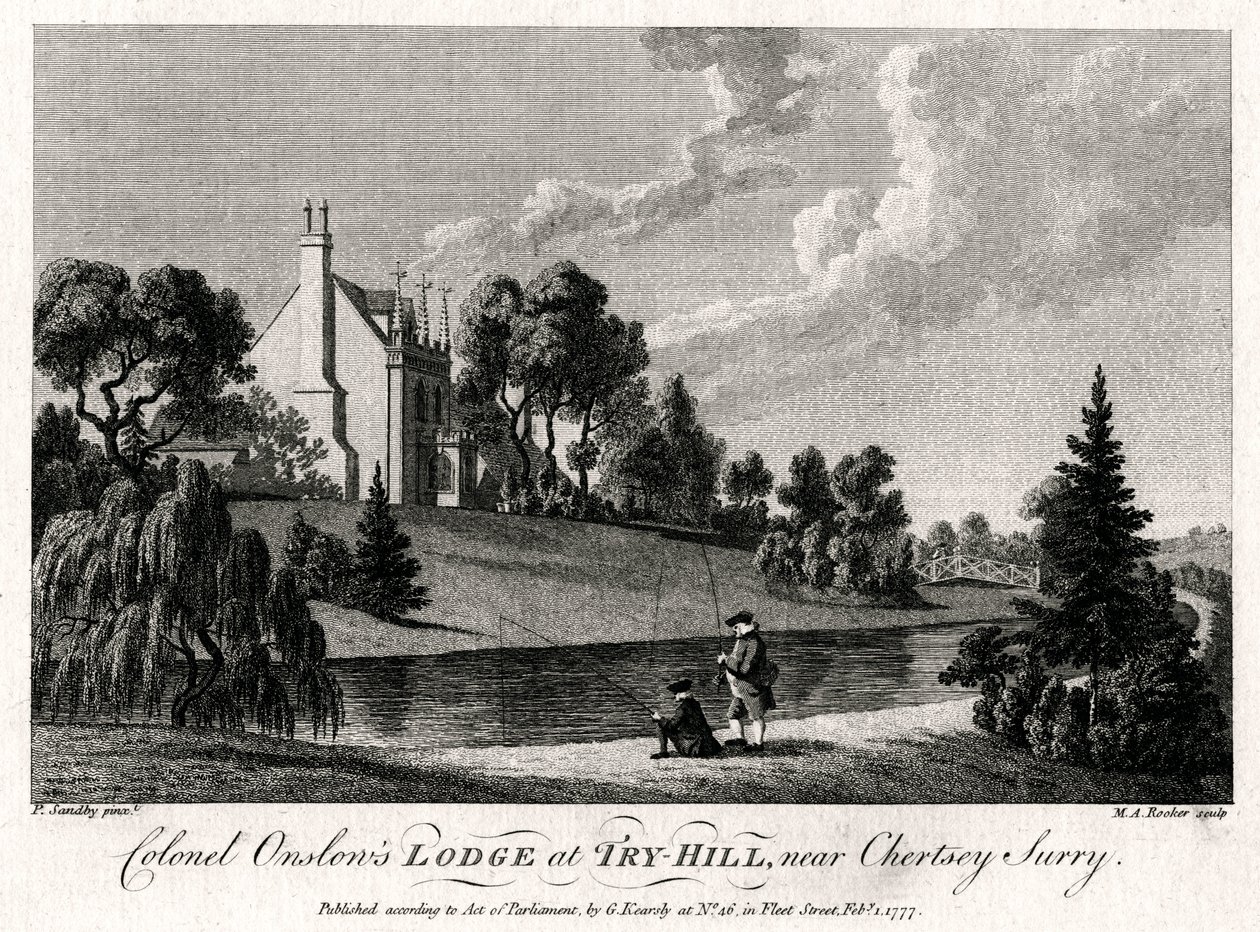 Colonel Onslows Lodge bij Try-Hill, nabij Chertsey, Surry, 1777 door Michael Angelo Rooker