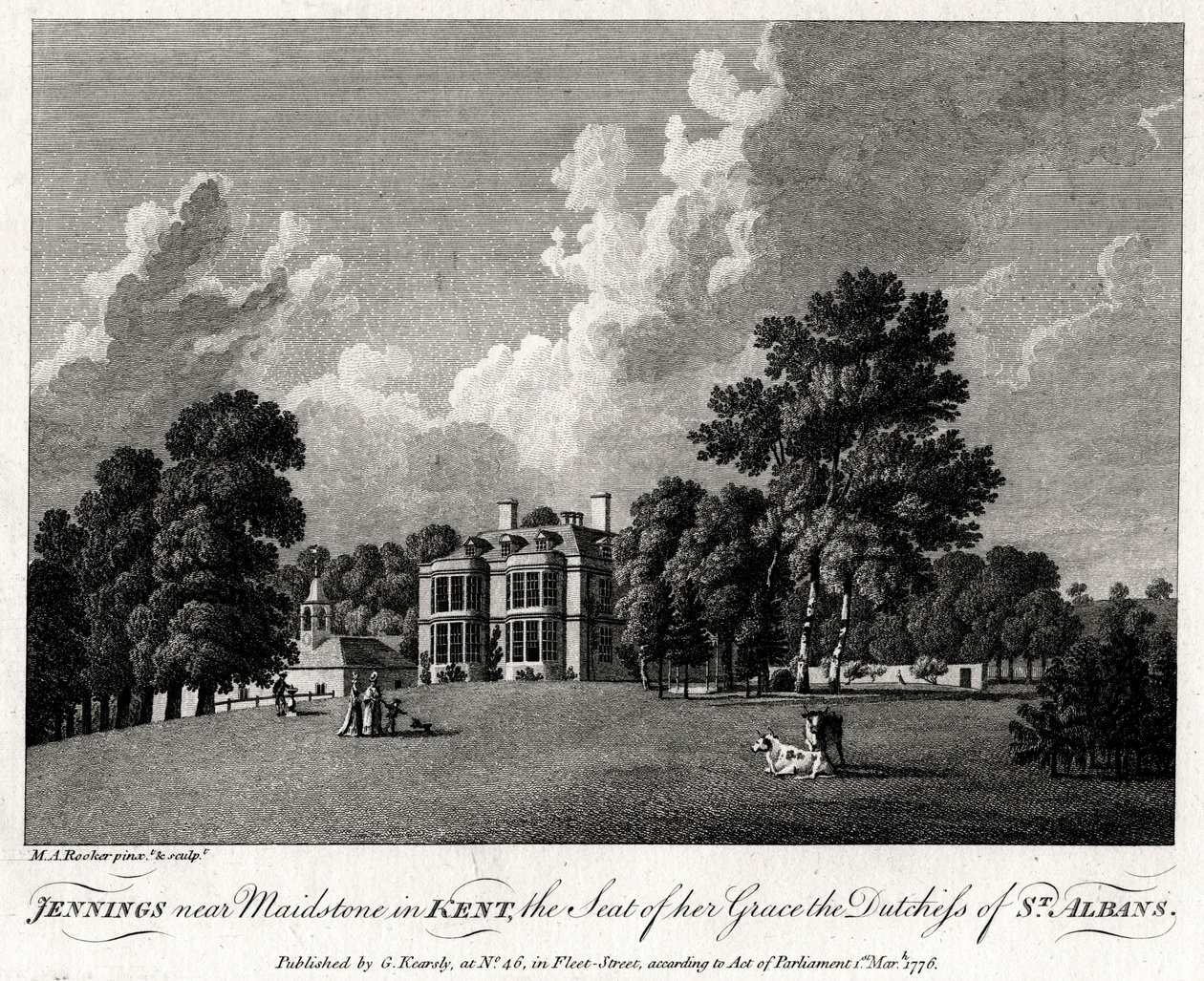 Jennings bij Maidstone in Kent, het landgoed van haar genade de hertogin van St Albans door Michael Angelo Rooker