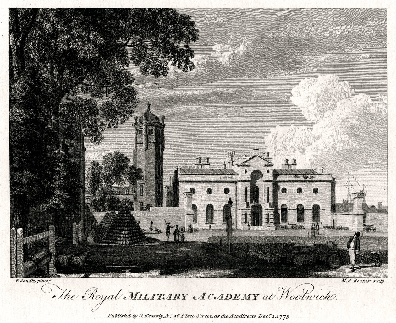 De Koninklijke Militaire Academie in Woolwich, Londen, 1775 door Michael Angelo Rooker