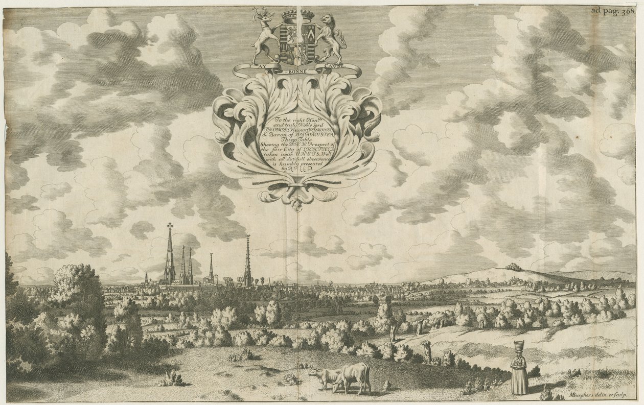 Lichfield - West Noordwest Uitzicht door Michael Burghers